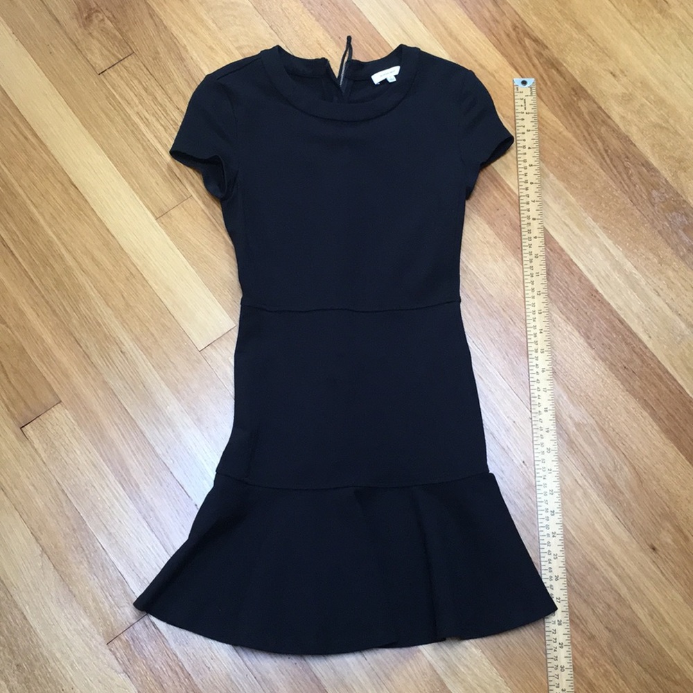 Aritzia Sunday Best Black Short-Sleeve Mini Dress with Flared Hem
